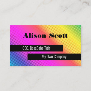 Bright Neon Rainbow Modern Social Media Business C Card