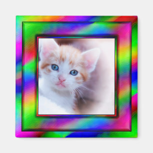 Bright Neon Rainbow Ombre Photo Frame Magnet
