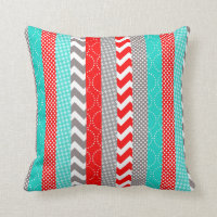 Bright Neon Red and Teal Geo Stripes