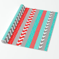 Bright Neon Red and Teal Geo Stripes