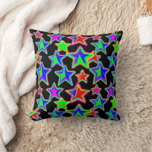 Bright Neon Starlight Pattern Cushion