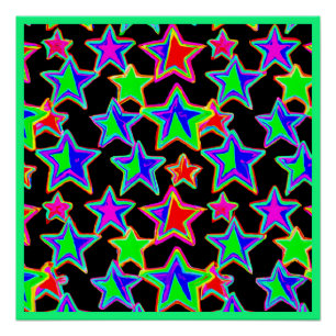 Bright Neon Starlight Pattern Poster