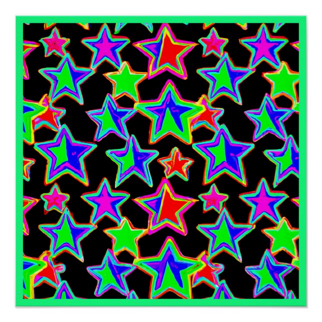 Bright Neon Starlight Pattern Poster (Front)