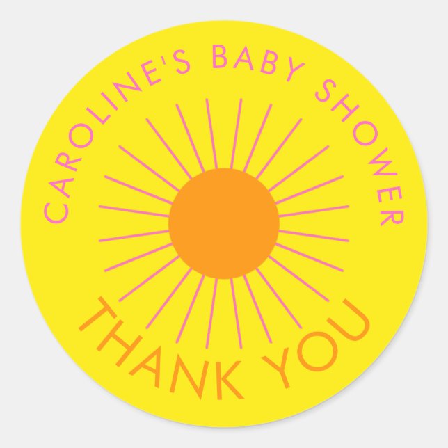 Bright Neon Sunshine Stripes Sunny Thank You Classic Round Sticker (Front)