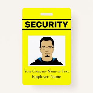 Bright Neon Yellow Custom Photo Security Guard ID ID Badge