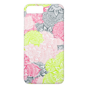 Bright neon yellow henna floral paisley pattern Case-Mate iPhone case