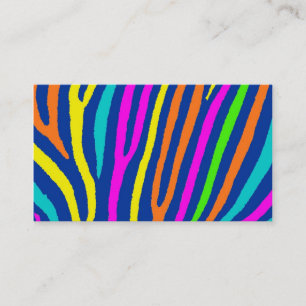 Bright neon zebra stripes attention business cards
