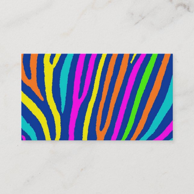 Bright neon zebra stripes attention business cards (Front)