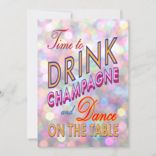 Bright New Year's Time to Drink Champagne Invite