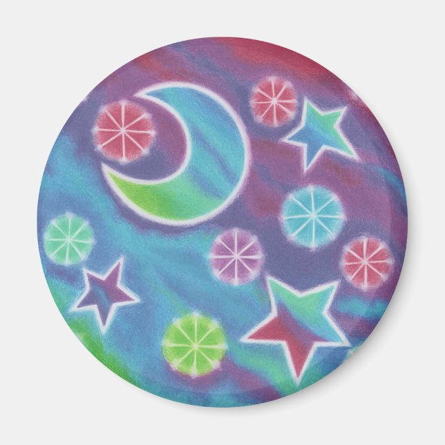 Bright Night fridge magnet round (Front)