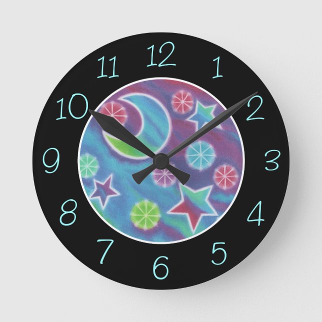 Bright Night 'Numbers' clock round black (Front)