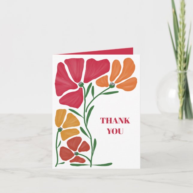 Bright Nouveau Floral Woman Wedding Thank You Card (Front)