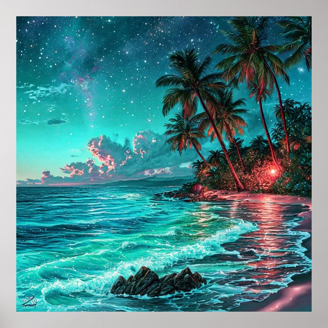 🌴 Bright Ocean Palm Tree Decor Gift For Home 🌊 (Front)