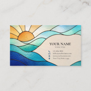 Bright Ocean Sunrise Stained Glass Business Card