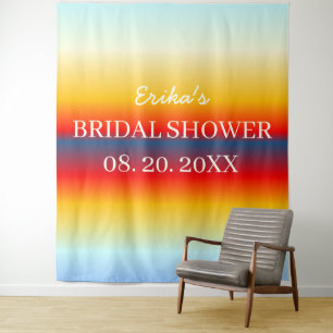 Bright Ombre Bridal Shower Backdrop Tapestry