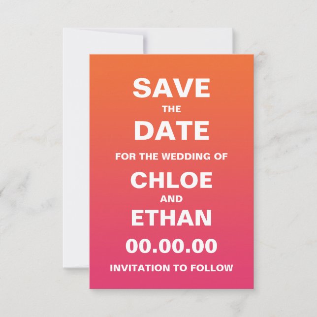 Bright Ombre Wedding Save the Date (Front)
