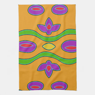 Bright Orange Abstract Tea Towel