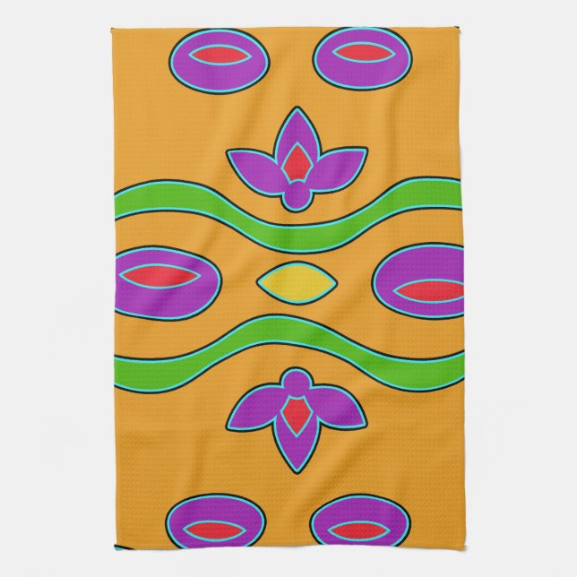 Bright Orange Abstract Tea Towel (Vertical)