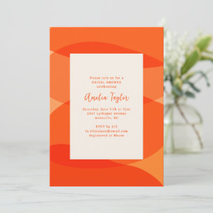 Bright Orange Abstract Waves Retro Bridal Shower Invitation