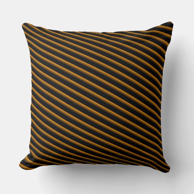 Bright Orange and Black Blended Stripes Cushion (Front)