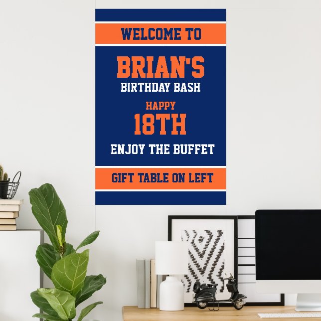 Bright Orange and Dark Blue Poster (Home Office)