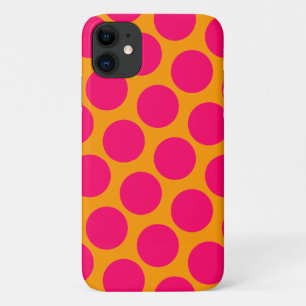 Bright Orange and Hot Pink Polka Dots iPhone 11 Case