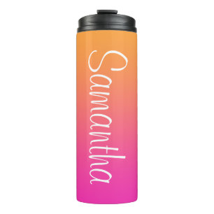 Bright Orange and Pink Ombre Personalised Thermal Tumbler