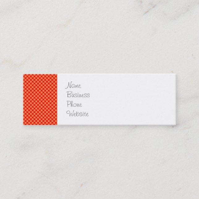 Bright Orange and Red Mini Polka Dots Pattern Mini Business Card (Front)