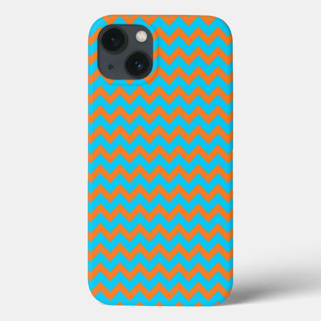 Bright Orange and Teal Blue Chevron Pattern Case-Mate iPhone Case (Back)