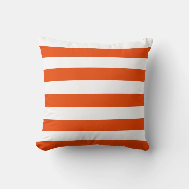 Bright Orange and White Stripes Cushion (Front)