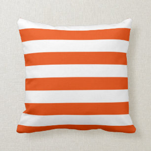 Bright Orange and White Stripes Cushion