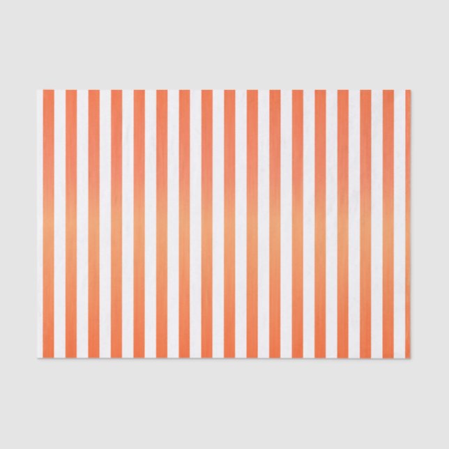 Bright Orange and White Stripes Tissue Paper (Front)