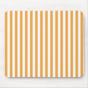 Bright Orange and White Vertical Stripes Aesthetic Mouse Mat