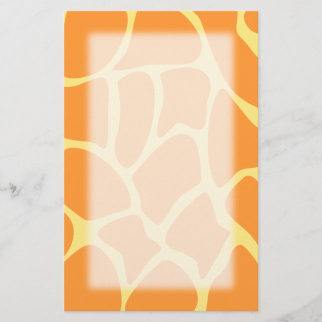 Bright Orange and Yellow Giraffe Print Pattern. Stationery (Front)