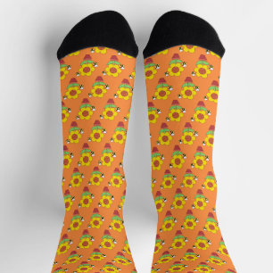 Bright Orange And Yellow Sunflower Socks