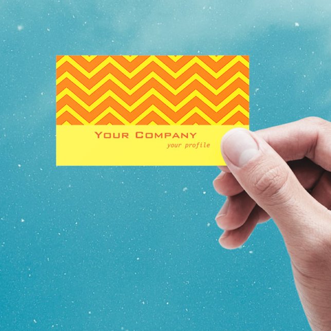 bright orange and yellow zigzags business card (Creator Uploaded)