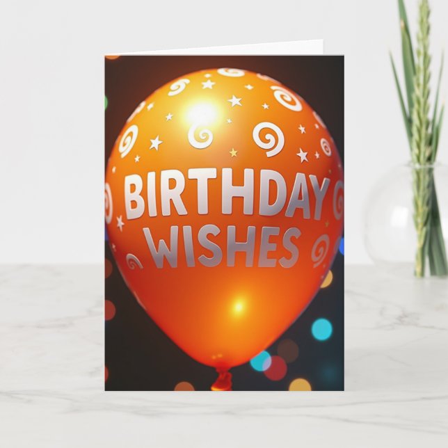 Bright Orange Balloon Card (Front)