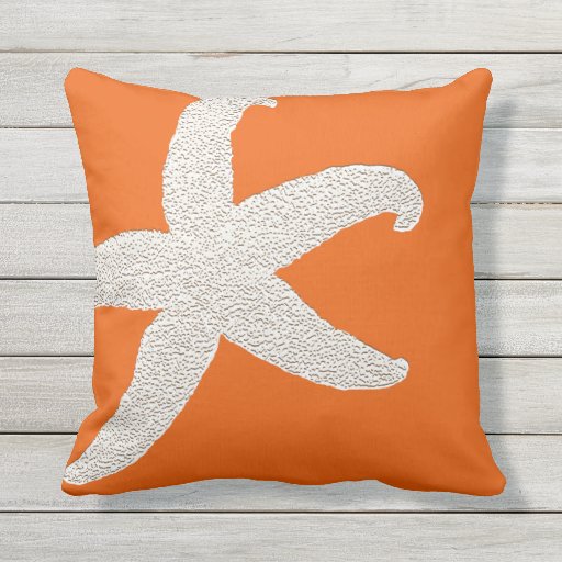 Image of Bright Orange Big Starfish Decorative Throw Pillow