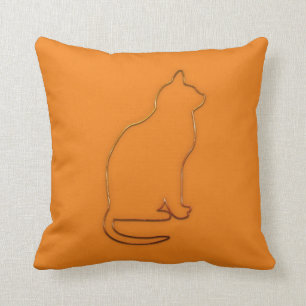 Bright Orange Black Cat Pillow