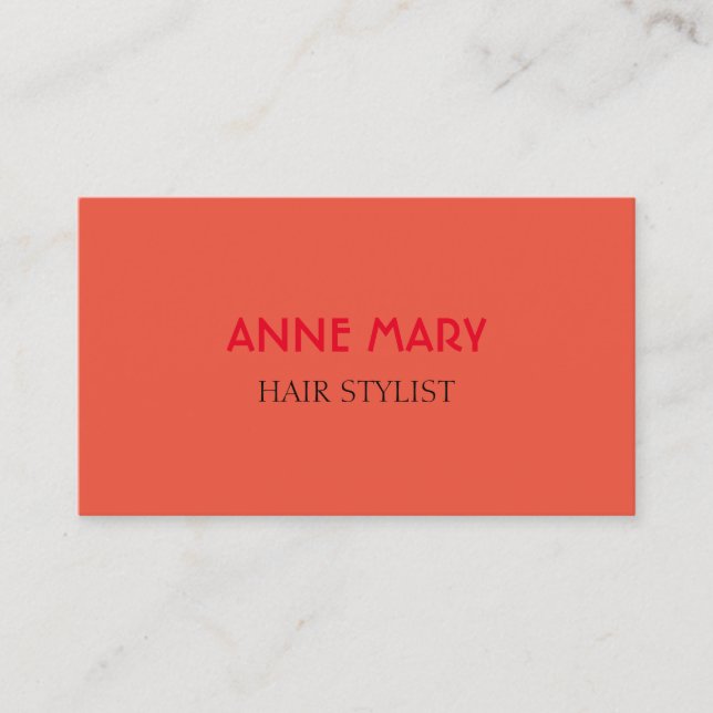 Bright Orange Black Modern Bold Hair Stylist Salon Business Card (Front)