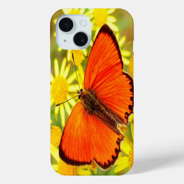 Bright Orange Butterfly Yellow Flowers Case-Mate iPhone Case (Back)