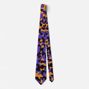 Bright Orange Camo in Royal Purple and Deep Black Tie