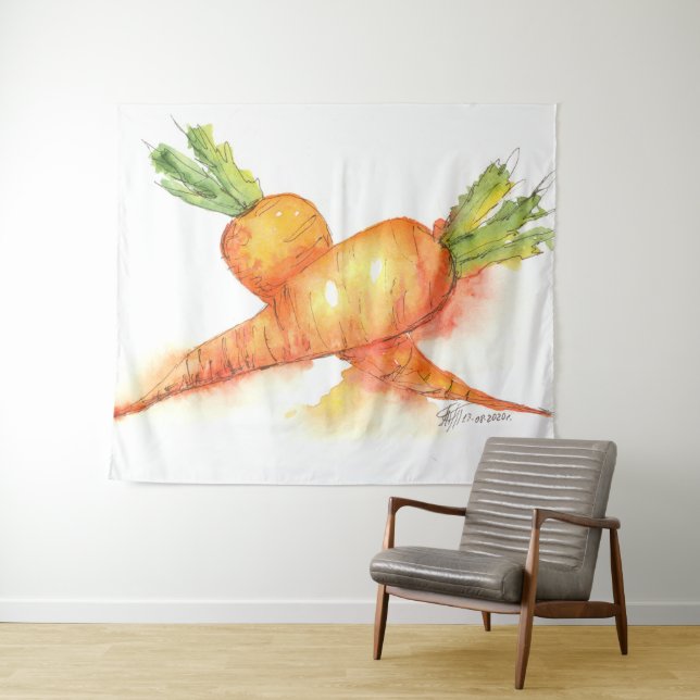 Bright orange Carrot Tapestry (In Situ (Horizontal))