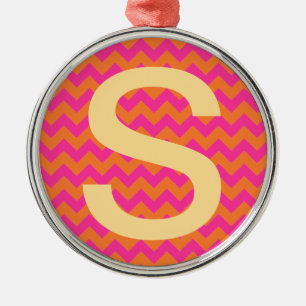 Bright Orange Chevron Metal Tree Decoration