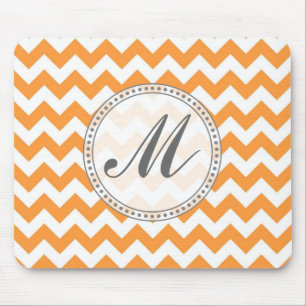 Bright Orange Chevrons - Custom Text Mouse Mat