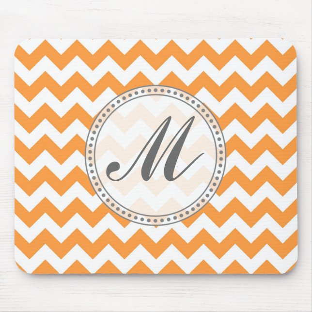 Bright Orange Chevrons - Custom Text Mouse Mat (Front)