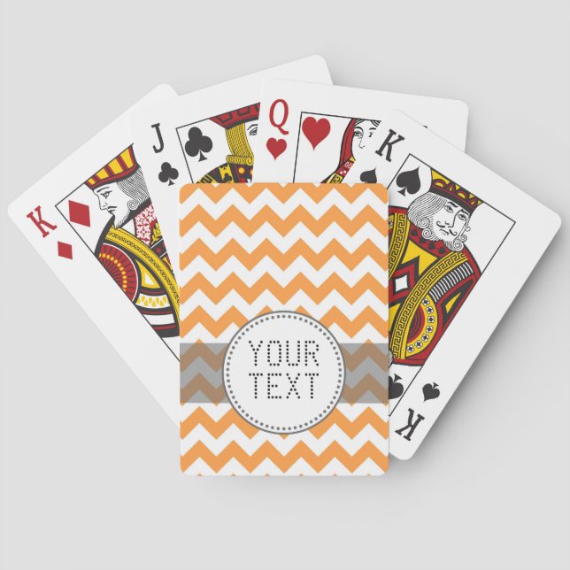 Bright Orange Chevrons - Custom Text Playing Cards (Back)