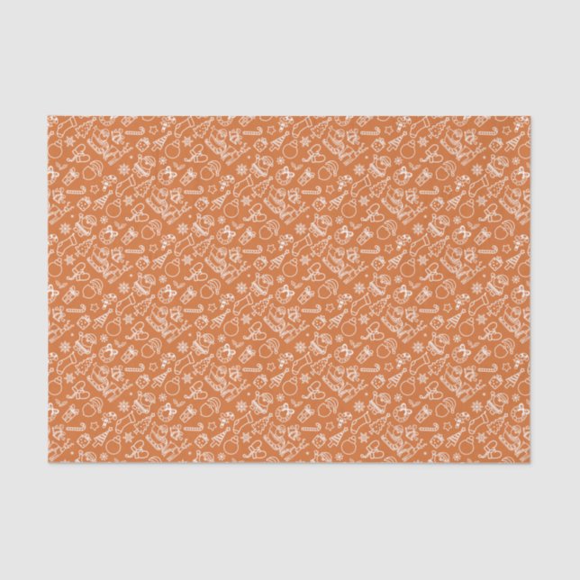 Bright Orange Christmas Icon Set Holiday Tissue Paper (Front)