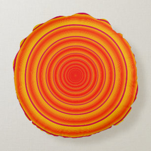 Bright orange circular design round cushion