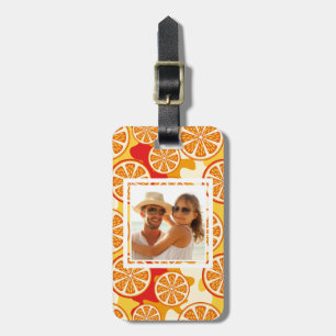 Bright Orange Citrus Pattern   Add Your Photo Luggage Tag
